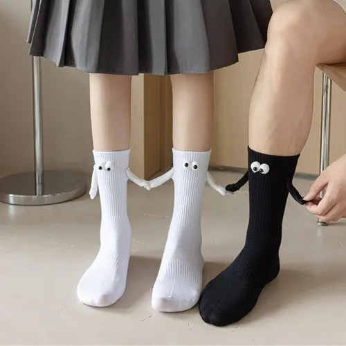 Miniatura 5 de Keauexp Hand In Hands Holding Socks Magnetic That Hold Funny Men Couple For Women, White Black Novelty Boys Girls, 3d Doll Big Eye Friendship