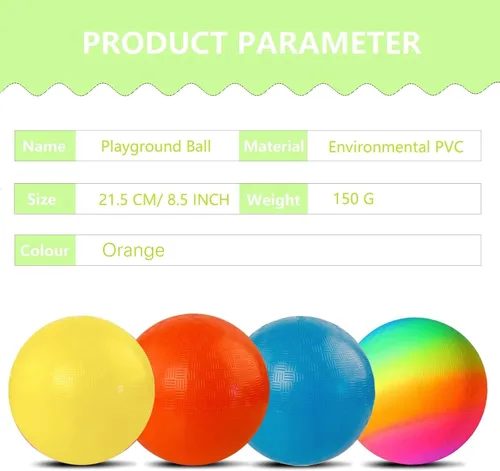 Miniatura 3 de Playground Ball, 8.5 Inch Kickball for Kids Adults Indoor & Outdoor Dodgeball Handball Four Square Ball Schoolyard Game Naranja + Bomba de mano