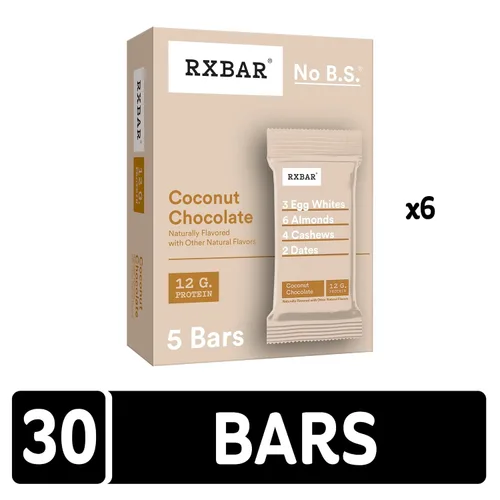 Miniatura 5 de RXBAR Barras de proteínas, 0.44 oz de proteína, aperitivos sin gluten, chocolate de coco (6 cajas, 30 barras)