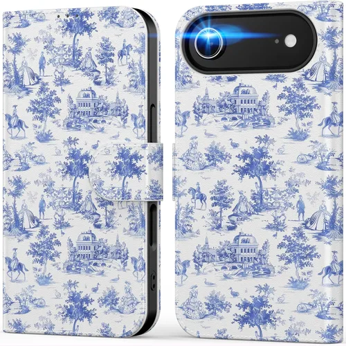 Miniatura 58 de DEENAKIN Funda tipo cartera para iPhone 15 con tarjetero + clip para efectivo, bloqueo RFID, protección contra caídas de grado militar y obras