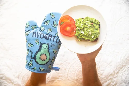 Miniatura 2 de Avogato - Guante de horno con diseño de gato, gato, aguacate, tostada, amante de los gatitos, con gráficos, ropa de cocina, comida fresca, novedosa