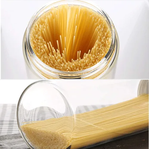 Miniatura 4 de 3 tarros de plástico transparente para almacenamiento de alimentos con tapa, recipientes de plástico para pasta de espaguetis con tapas de rosca