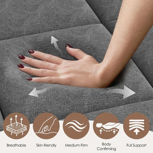 Miniatura 7 de Colchón tamaño Queen de 8 pulgadas, colchón con espuma viscoelástica de gel y resortes en bolsillos, Euro Top de firmeza media, color negro