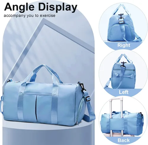 Miniatura 3 de ZGWJ Bolsa de viaje de lona, impermeable, plegable y expandible, bolsa de fin de semana para natación, deportes, gimnasio