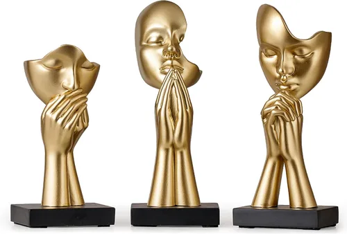 Miniatura 8 de 3 piezas de estatuas de oración de decoración negra, figuras modernas de oración de paz, detalles de decoración de estantes, escultura de arte