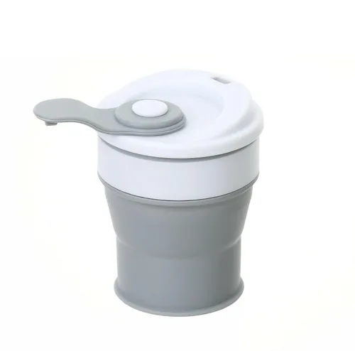 Miniatura 2 de YBM Home Taza de viaje plegable de silicona con tapa, vaso plegable de silicona irrompible para acampar y viajar, 12151vc-1