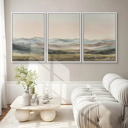 Miniatura 423 de SIGNWIN Lienzo enmarcado para pared, arte con pinceladas de flujo neutro en tonos beige abstractos, ilustraciones, arte moderno, decorativo