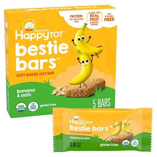 Miniatura 8 de HAPPYTOT Organics Barras de Avena Horneadas Suaves con Fibra y Proteína Snack para Niños Pequeños Manzana y Espinaca, Barras de 0.88 Onzas, Caja