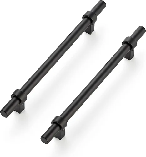 Miniatura 12 de Ravinte Paquete de 5 tiradores de gabinete de 5 pulgadas color negro mate con base cuadrada de 5 pulgadas de largo, centro de agujeros de 3 pulgadas