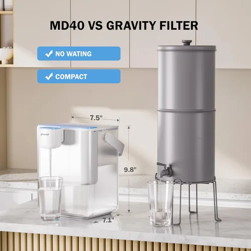 Miniatura 4 de Frizzlife MD40 - Dispensador de filtro de agua eléctrico con 6 filtros, 400 galones, NSF/ANSI 53 & 42 y 372, reduce el plomo, PFAS, jarra de vida