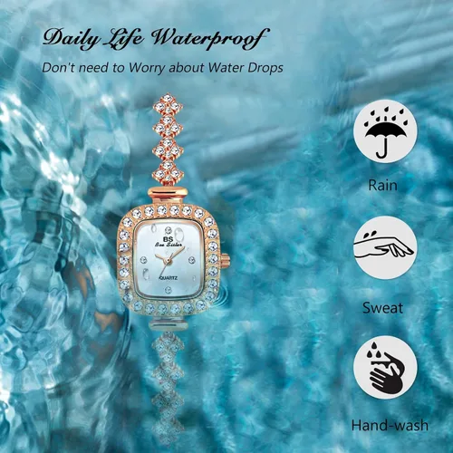 Miniatura 6 de RORIOS Reloj analógico de cuarzo para mujer con correa de diamantes de imitación, relojes de pulsera impermeables para mujeres y niñas