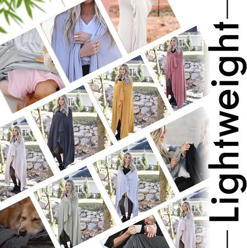 Miniatura 22 de K E L O R Luxury Cooling Travel Blanket - Stretchy, Lightweight Soft & Breathable Shawl Wraps for Women