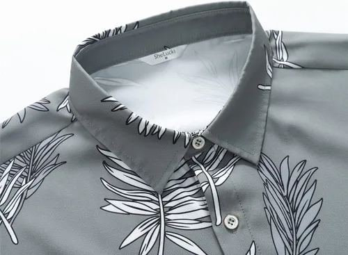 Miniatura 4 de SheLucki - Camisa hawaiana para hombre, unisex, casual, manga corta, con botones y estampado de sombra de palmeras, para el verano y la playa