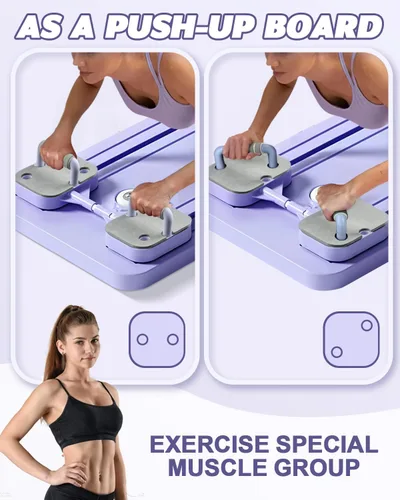 Miniatura 6 de ZOOMSNAIL Tabla de pilates, tabla multifuncional con temporizador, máquina de abdominales antideslizante con soporte de codo, fácil de almacenar