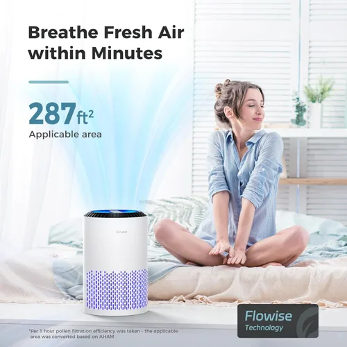 Miniatura 2 de AROEVE Purificadores de aire para dormitorio y hogar, filtro de 3 capas para humo, polen, alergias, caspa de mascotas, olor, modo de sueño para un