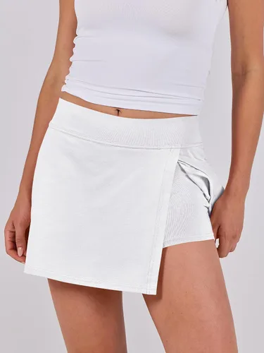 Miniatura 4 de ANRABESS Pantalones cortos interiores ajustados de cintura alta para mujer, minifalda, para verano, atlético, tenis, entrenamiento, pantalones cortos