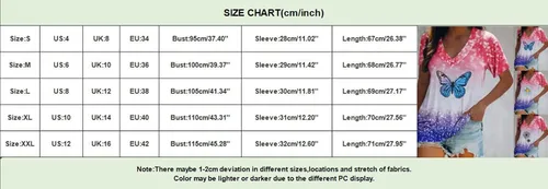 Miniatura 6 de Women's V Neck Butterfly Print Short Sleeve T Shirt Top Casual Summer Blouse Outer Wear Women Tees & Blouses Tunic Tops