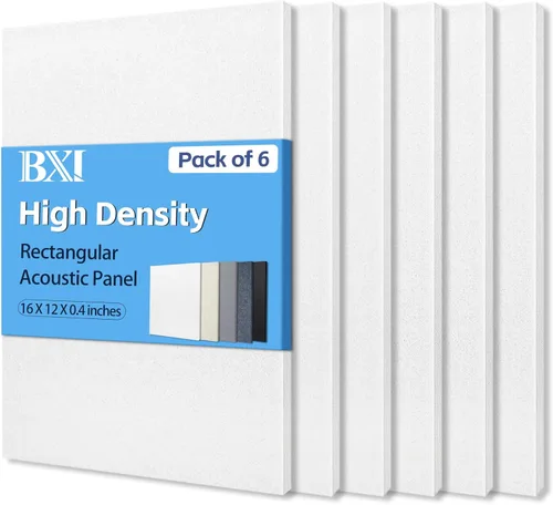 BXI Absorbedor de sonido, 16 x 12 x 3/8 pulgadas, paquete de 6 paneles de absorción acústica de alta densidad, paneles de absorción de sonido que