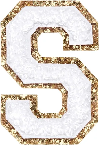 Miniatura 22 de Parches de letras de felpilla para planchar con purpurina, parches bordados con borde dorado, parches para coser en ropa, sombrero, camisa, bolsa