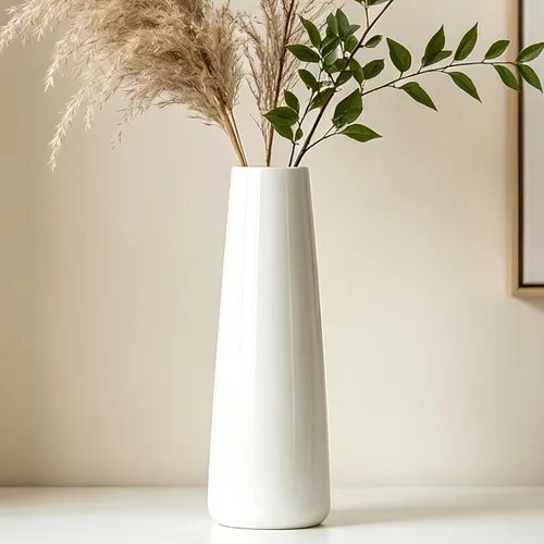 Miniatura 14 de Florero de cerámica blanco de 12 pulgadas, jarrones altos para hierba de las pampas, decoración del hogar, jarrones modernos con textura