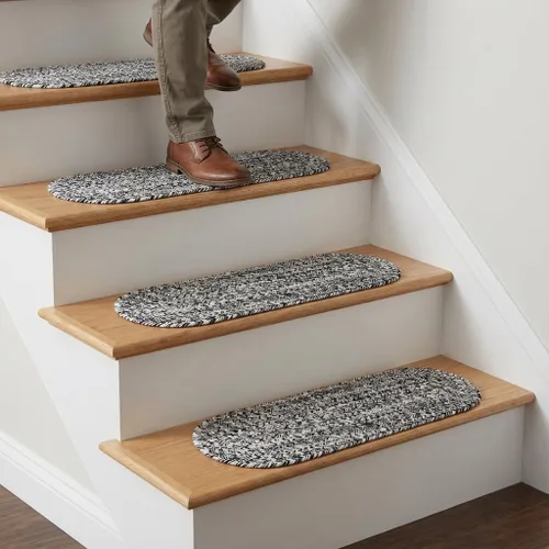 Miniatura 13 de Super Area Rugs Farmhouse - Alfombra trenzada de algodón reversible para cocina, gris y blanco, 4 x 6 pies, ovalada
