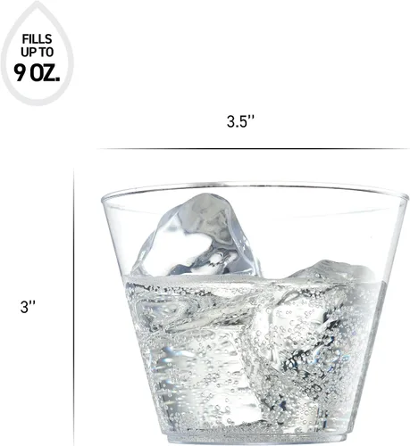 Miniatura 3 de Vaso transparente, paquete de 9 onzas, vasos desechables y reutilizables para fiestas, bodas y vacaciones, 100 vasos de plástico transparente