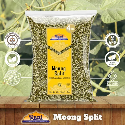 Miniatura 6 de Rani Moong - Lentejas indias divididas (granos de mung con piel) de 64 onzas (4 libras), 4.0 lbs a granel, totalmente naturales, aptas para gluten