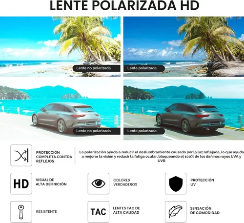 Miniatura 7 de Pro Acme Gafas de sol polarizadas semi sin montura con protección UV 400 para mujeres y hombres