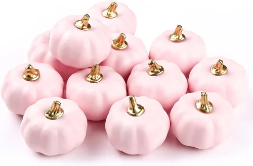 Calabazas artificiales a granel vintage rosa cosecha calabaza realista calabaza de espuma falsa para otoño, Halloween, hogar, fiesta, suministro de
