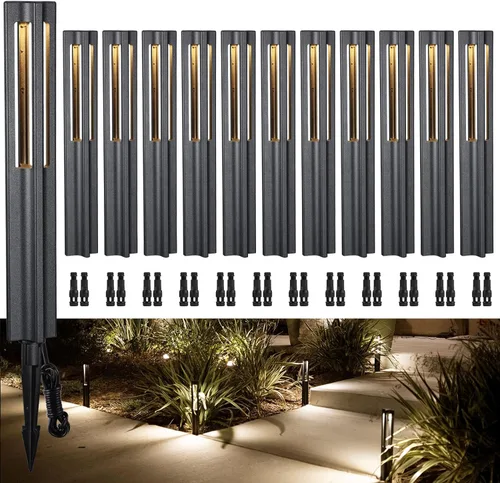 LEONLITE Paquete de 12 luces de paisaje de bajo voltaje, efectos de iluminación únicos, luces LED de camino, 172 lúmenes, 3 W, 12-15 V CA/CC, IP65,