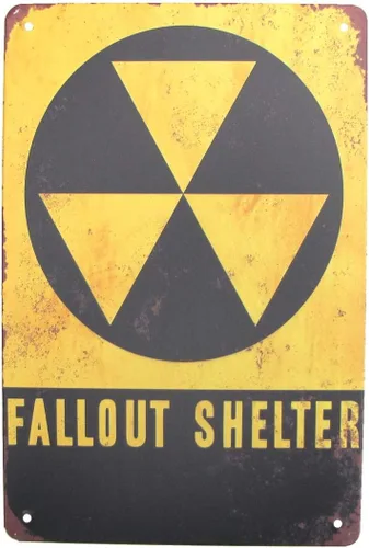 Treasure Gurus Vintage Fallout Shelter Letrero de metal Retro Arte de pared de lata Garaje Hombre Cueva Placa Bar Pub Decoración