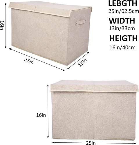 Miniatura 3 de Paquete de 2 cajas grandes de almacenamiento para juguetes con tapa abatible, resistentes cajas de almacenamiento de juguetes para niños, niñas