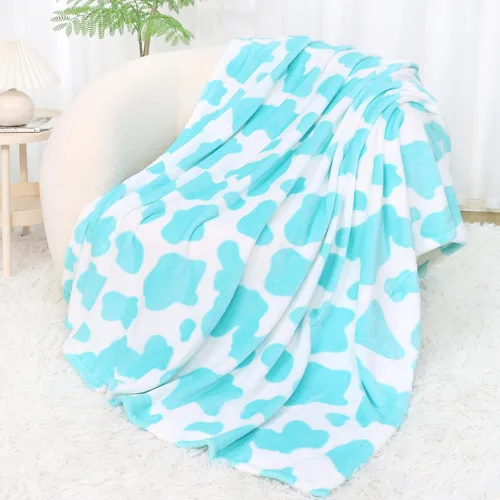 Manta azul para sofá cama, regalos azules para mujeres, hombres y niños, forro polar suave cian, manta decorativa acogedora para dormitorio, sala de