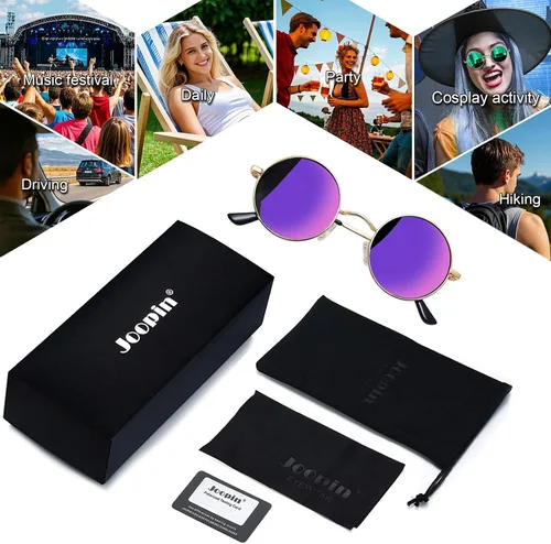 Miniatura 6 de Gafas de sol Joopin polarizadas, estilo Lennon, redondas, gafas de sol estilo hippy redondas para mujer y hombre