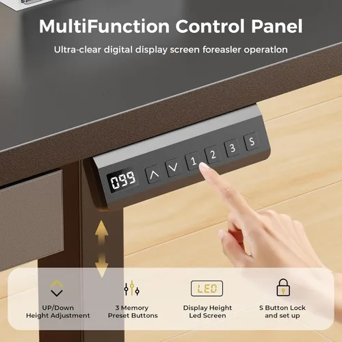 Miniatura 4 de GTPLAYER Escritorio eléctrico de pie con cajones, escritorio de juegos ajustable de altura de 48 x 24 pulgadas con soporte para monitor, tomas