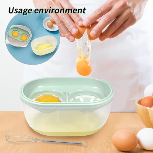 Miniatura 6 de Separador de clara de huevo con batidor de huevos, separador de huevos para huevo crudo, caja de almacenamiento de filtro de clara de huevo, Azul