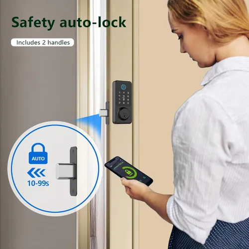 Miniatura 3 de Cerradura de entrada sin llave para puerta delantera, cerradura de puerta de huellas dactilares con teclado de pantalla táctil, cerrojo electrónico