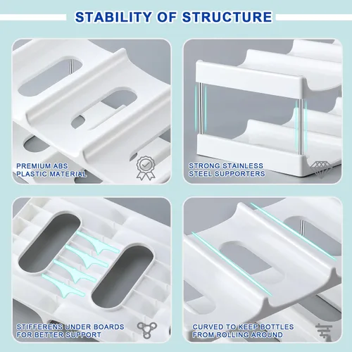 Miniatura 7 de LANDNEOO Soporte organizador apilable para botellas de agua, para la organización de vasos grandes de Stanley y otros, estante de plástico blanco