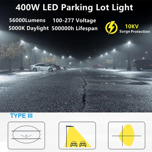 Miniatura 3 de Luz de estacionamiento LED al aire libre de 200 W con accesorio deslizante, 5000K luz diurna 28000LM 750W HPS/HID equivalente, UL comercial LED