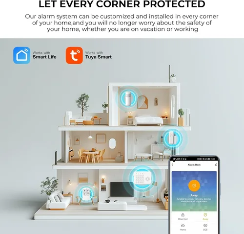 Miniatura 5 de PGST Sistema de alarma de seguridad para el hogar, sistema de alarma inteligente para el hogar con puerta/sensores de movimiento, alertas