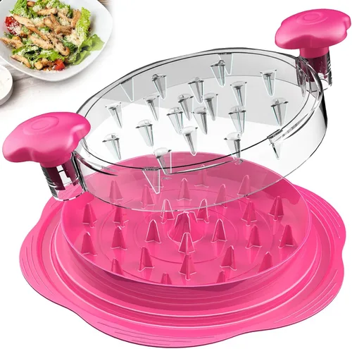 Miniatura 18 de SURETIVIAN Desmenuzadora de Pollo Desmenuzadora de Pechuga de Pollo Grande Herramienta Giratoria con Cepillo y Tenedor, Máquina Desmenuzadora de Rojo
