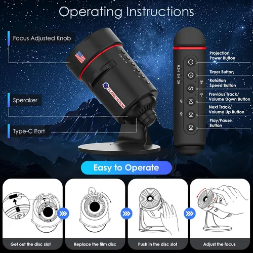 Miniatura 5 de [Ruido blanco] Proyector de galaxia, 28 sonidos relajantes máquina de sonido con proyector de estrellas, proyector de planetario espacial