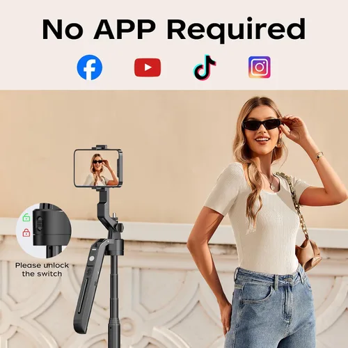 Miniatura 4 de Trípode para selfie de seguimiento automático de 70.9 pulgadas para iPhone y Android con luces, sin aplicación, trípode de rotación de 360° que