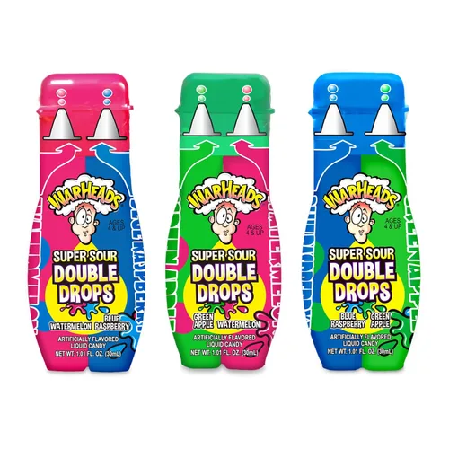 Miniatura 3 de WARHEADS Super Sour Double Drops - Caramelo ácido líquido - Frambuesa azul, manzana verde y sandía sabores surtidos - Botellas de 1.01 onzas