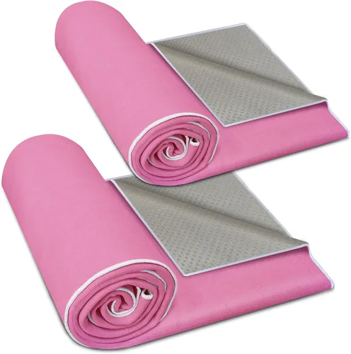 Miniatura 14 de Toalla de yoga caliente antideslizante, paquete de 2 toallas de yoga gruesas y suaves, absorbentes del sudor, con punto de agarre, 72 x 26 pulgadas