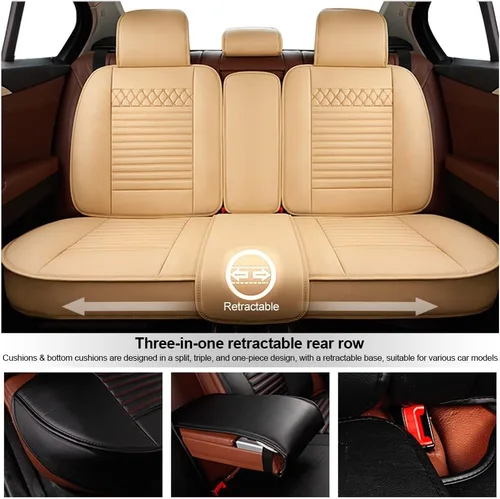 Miniatura 3 de Juego completo de fundas de asiento de automóvil compatibles con Suzuki Grand Vitara 2000-2013, piel sintética, respaldo alto, delantero y trasero