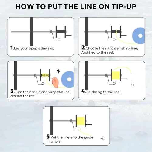 Miniatura 8 de SF Punta de pesca en hielo plegable con banderas de poste naranja/10.6'' Accesorios de pesca en hielo térmicos a prueba de congelación con banderas