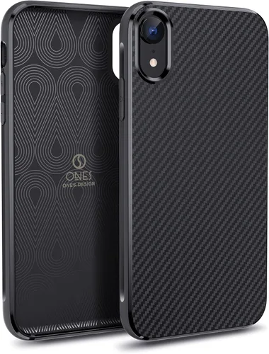 Miniatura 23 de ONES Funda delgada para iPhone 12 Pro Max, funda protectora de fibra de carbono a prueba de golpes con diseño minimalista y resistente a los Negro