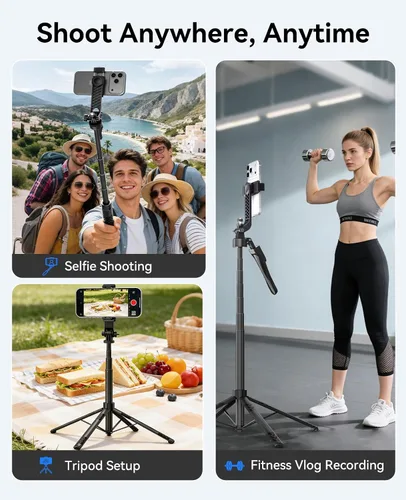 Miniatura 6 de ORICO Trípode de teléfono de 69 pulgadas, trípode para selfie stick para iPhone con control remoto inalámbrico, soporte giratorio de 360°