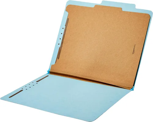 Miniatura 4 de Amazon Basics Carpeta de clasificación - 100% reciclada, 1 divisor, 2" incrustadas, 10 unidades por caja, 12.20 x 10.61 pulgadas (carta), azul claro